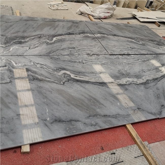 Bookmatched Nuvolato Grey Marble Gray Stone Tile