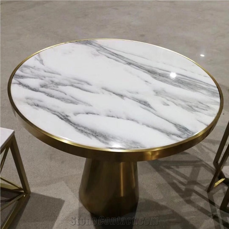 Carrara White Marble Round Stone Table Tops Price
