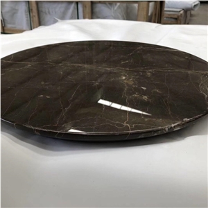 Coffee Brown Marble Stone Round Dining Table Tops