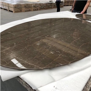 Coffee Brown Marble Stone Round Dining Table Tops