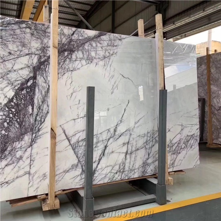 Milas Lilac Marble Slab White Marble with Veins
