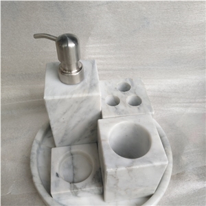 Natural White Stone Bathroom Accessories Set