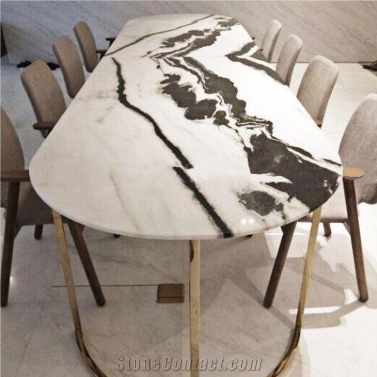Panda White Marble Table Tops Customer Design