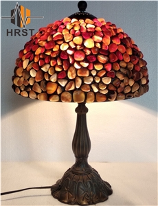 Red Agate Table Lamp Semi-Precious Stone Craft