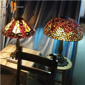 Tiffany Style Table Lamp Rare Agate Stone Craft