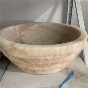Yellow Onyx Stone Wash Bowl Craft for Sale
