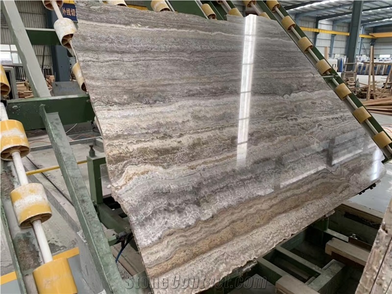 A Quality Titanium Silver Travertine Slab,Floor Tile Interior Stone