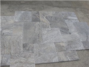 Antique Tumbled Natural Stones Silver Travertine Paver Floor Pattern