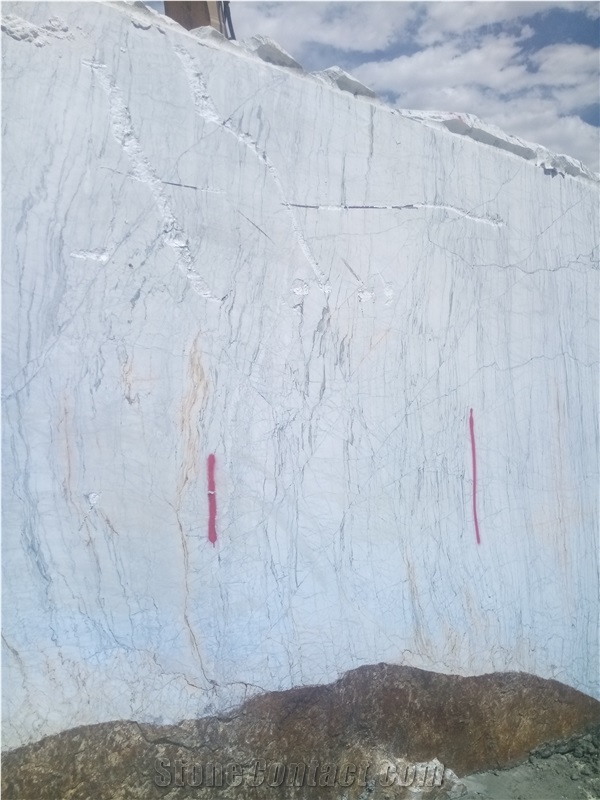 Azna Crystal White Marble Blocks from Iran Quarry