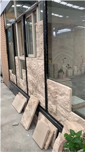 Gohara Beige Limestone Tiles Split Face Exterior Wall Stone Building