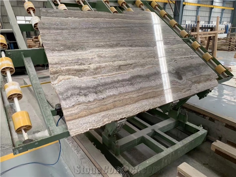 Persian Light Silver Travertine Slab in Stock,Project Floor Tile Customized