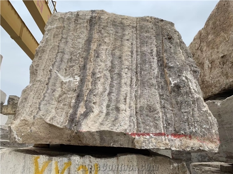 Persian Light Silver Travertine Slab in Stock,Project Floor Tile Customized