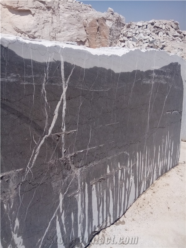 Pietra Grey Marble Blocks Grigio Marquina Iran Quarry