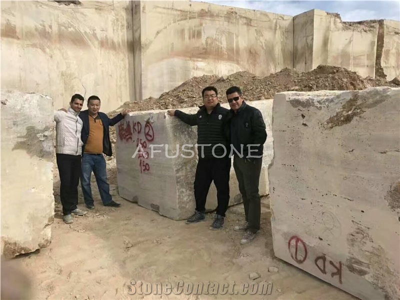 River Silver Travertine Blocks Quarry Directly,Shuitou Showroom in Stock