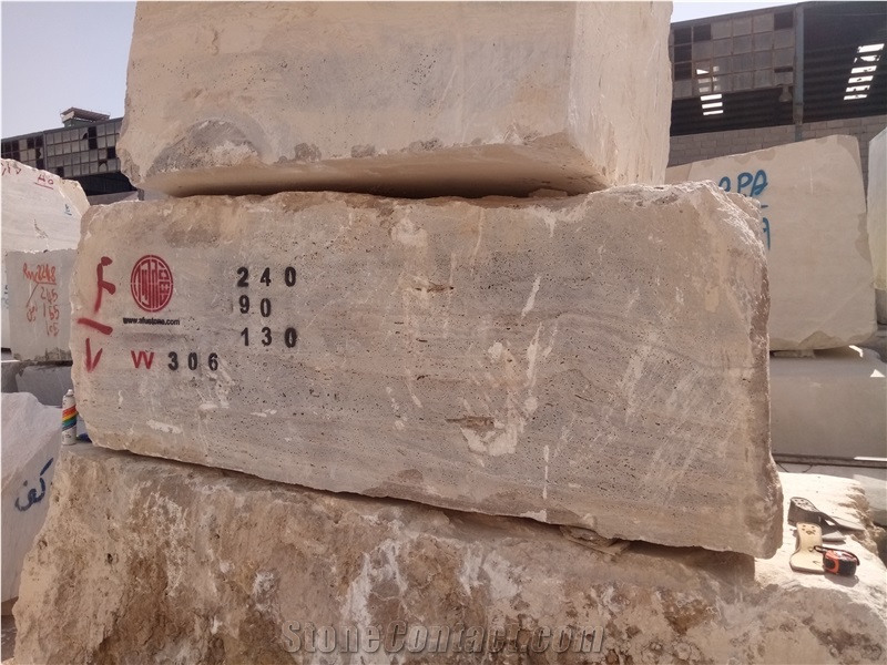 Silver Travertine Blocks from Iran Quarry Directly