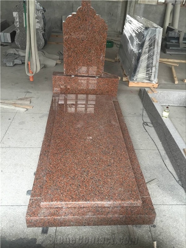 Polished Red Granite Gravestone