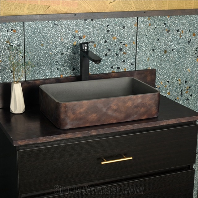 Single Terrazzo Vanity Sinks for Hotel Bathroom