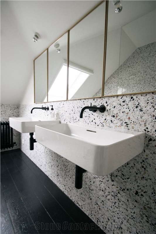 White Terrazzo with Colors Kitchen Bathroom Floor