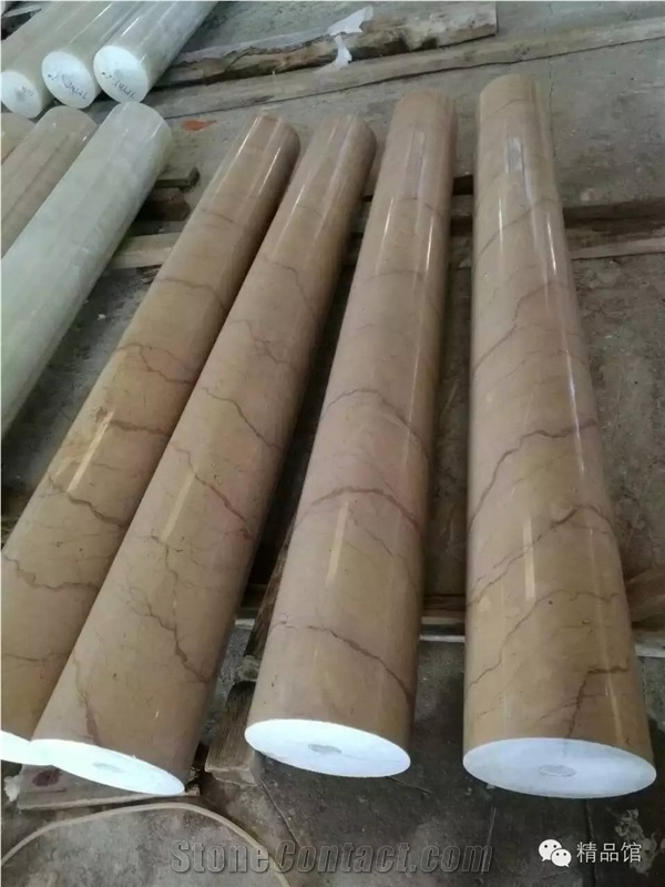 Gold Royal Beige Marble Column Solid Surface