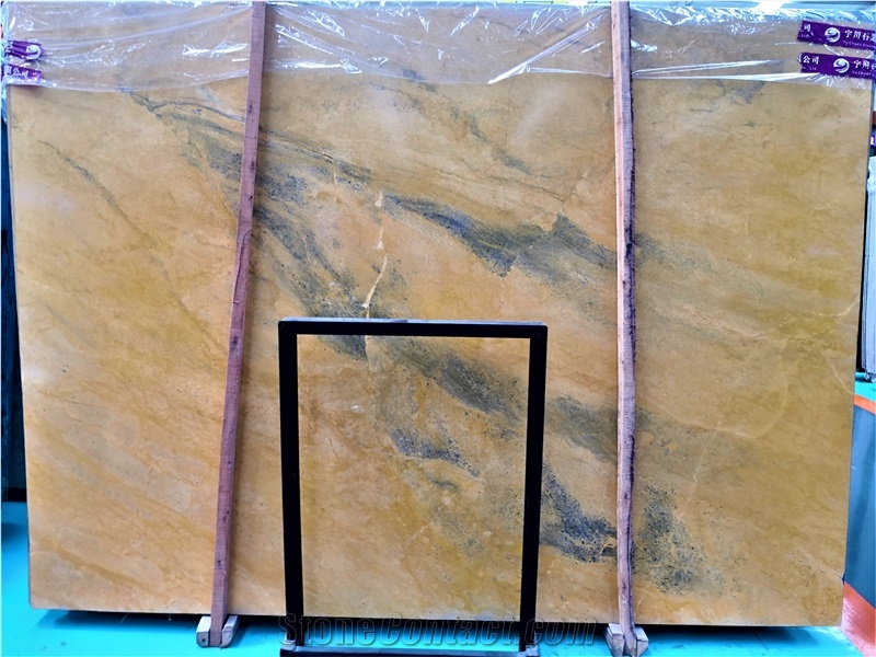 Chinese Golden Yellow Flower Marble Slab Price