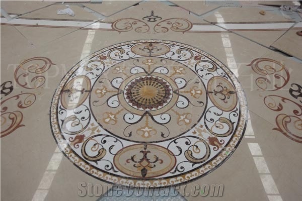 Polished Marble Waterjet Medallion Project-All