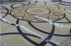 Thin Laminated Water-Jet Medallions for Floor