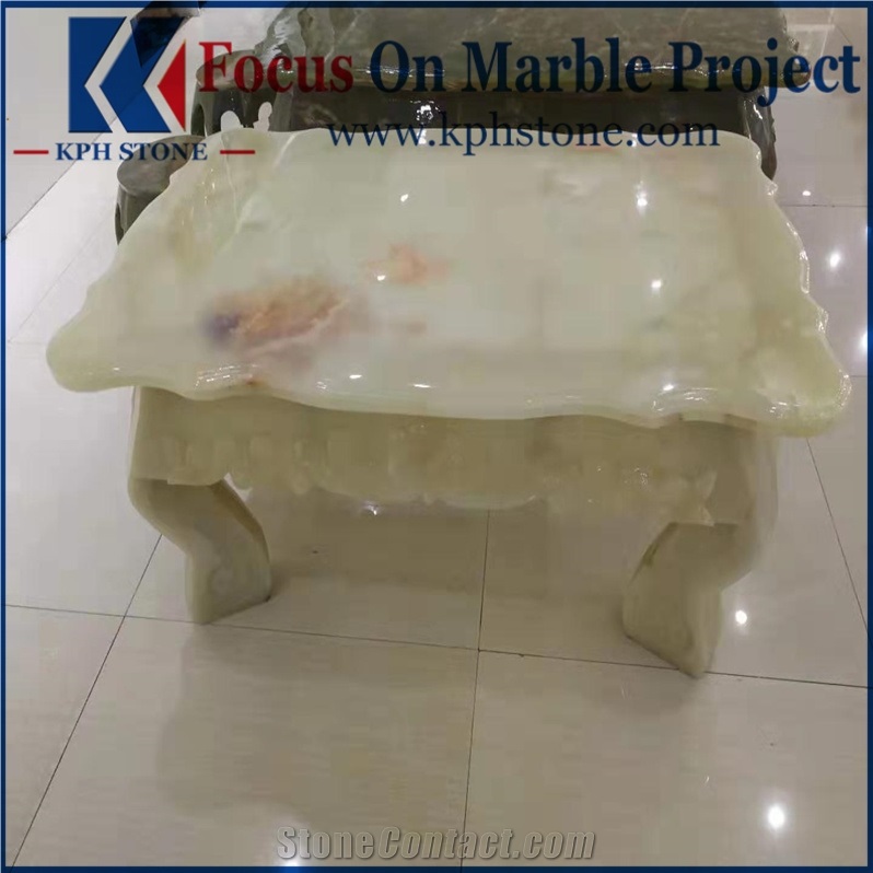 Light White Green Onyx Square Tables Tops