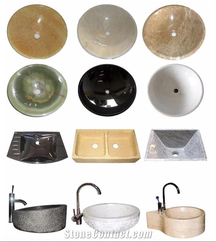 Sunny Gold Marble Round Basin Sinks