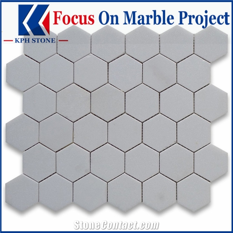 Thassos White 2 Inch Hexagon Mosaic Tile Polished