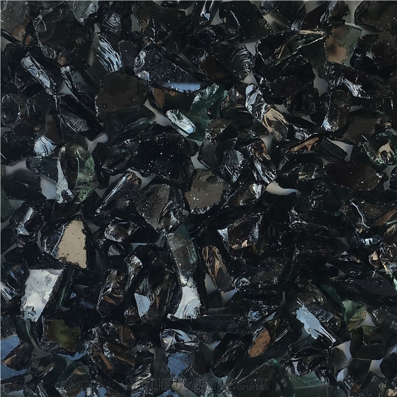 Crushed Black Glass Chips
