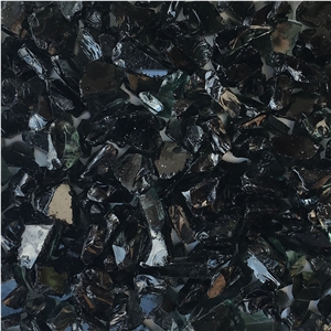 Crushed Black Glass Chips