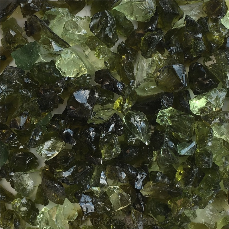 Crushed Sage Green Glass Chips