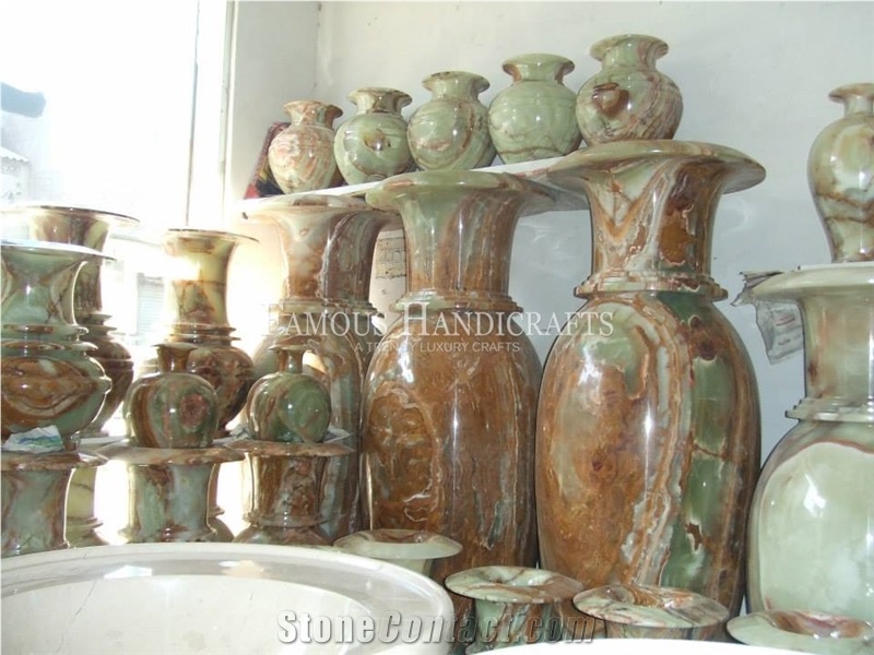 Multi Green Onyx Vases from Pakistan - StoneContact.com