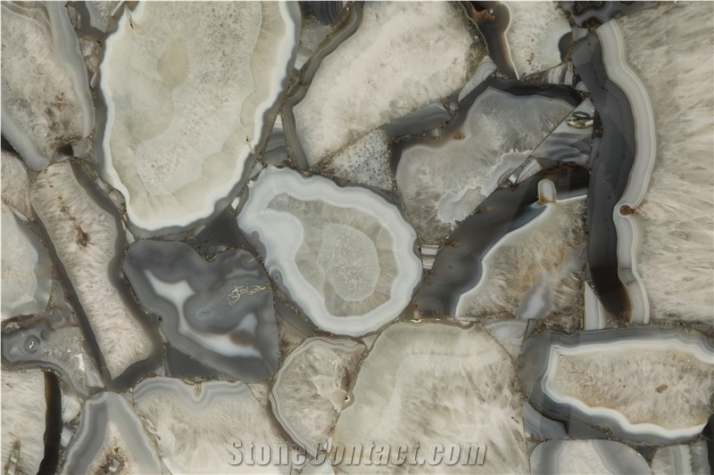 White Agate Semiprecious Stone Slabs