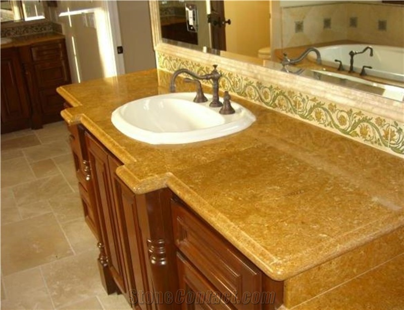 Golden Limestone Bathroom Vanity Top