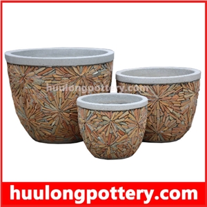 Natural Stacked Stone Slate Pots - Huulong Pottery