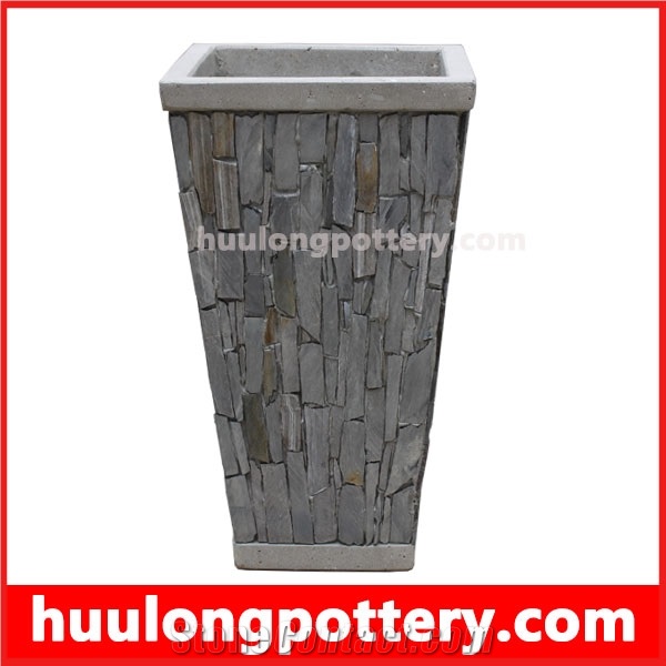 Natural Stacked Stone Slate Pots