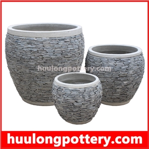 Stacked Stone Slate Pots