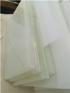 White Snow Onyx Laminated&Glass Transparent Tile