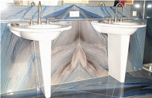 Azul Macaubas Quartzite Bathroom Tile Bookmatched