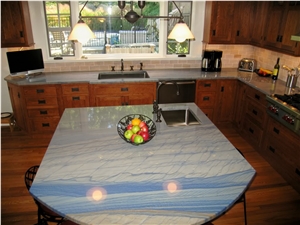 Azul Macaubas Quartzite Kitchen Countertop,Splash