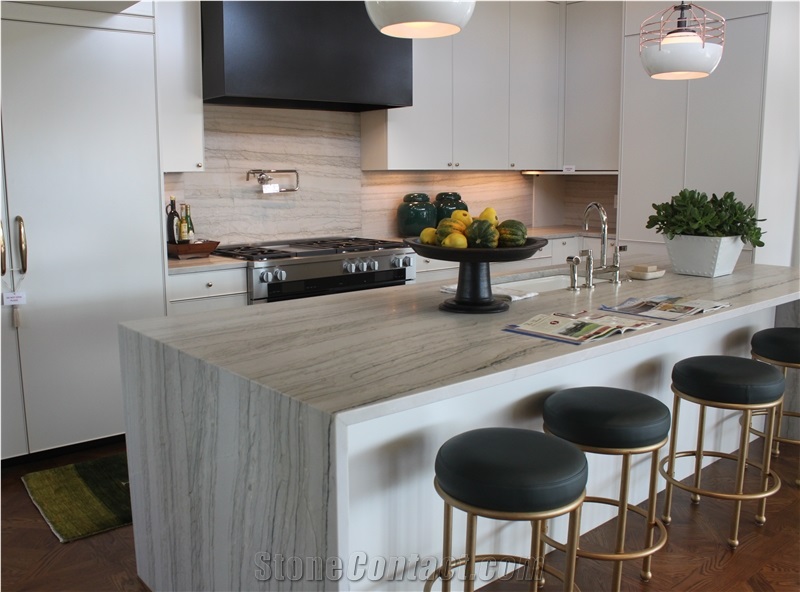 Bianco Macaubas Quartzite Kitchen Countertop Design