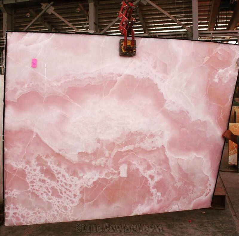 Crystal Pink Onyx Quarry Block Cut to Slab,Wall Tile