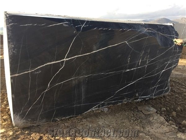 High Glossy Nero Marquina Slabs Less Vein,Top Quality