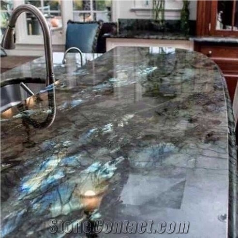 Labradorite River Blue Granite Kitchen Countertop