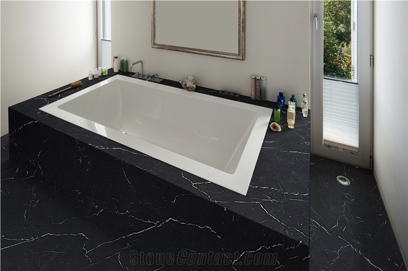 Nero Marquina Marble Slab,Bathroom Bathtub Surround Floor Tile