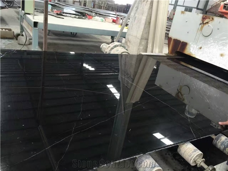 Nero Marquina Marble Tile Machine Cut to Size Floor,Spain Black White Marble