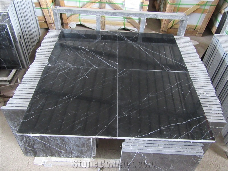 Nero Marquina Marble Tile Machine Cut to Size Floor,Spain Black White Marble