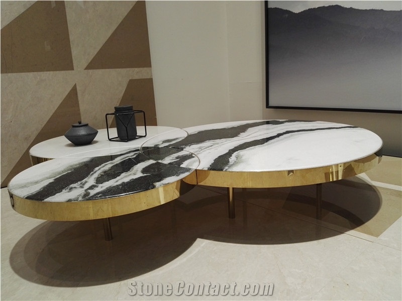Panda White Marble Tabletop,Living Room Table