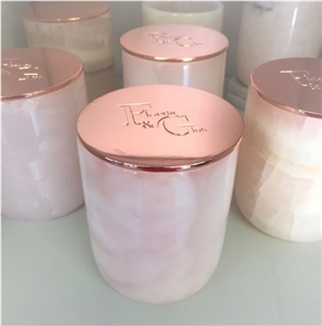 Pink Onyx Hotel Bathroom Cups Customized Design